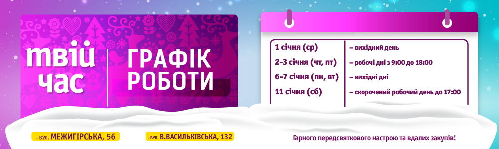  Графік роботи київських крамниць на свята у січні.